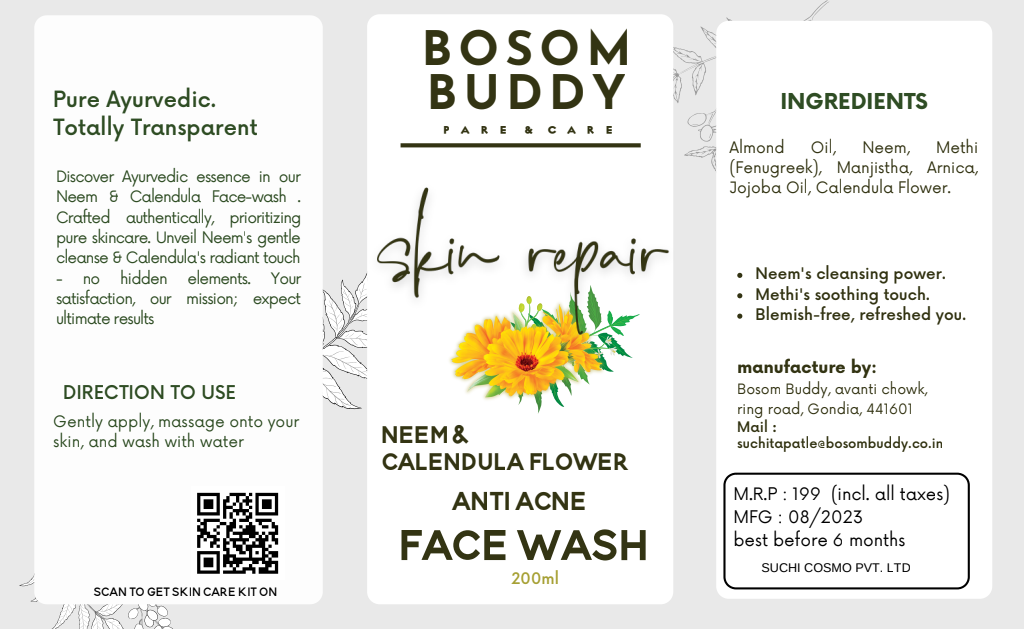 Bosom Buddy face wash label artwork