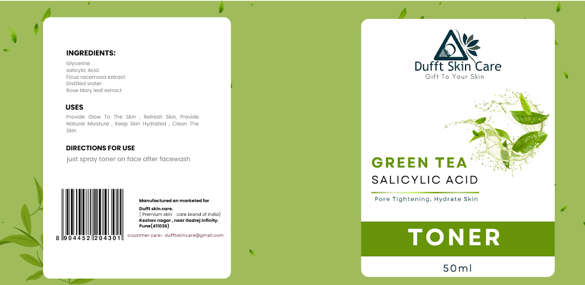 Dufft Skin Care green tea toner label designed by Prashant
